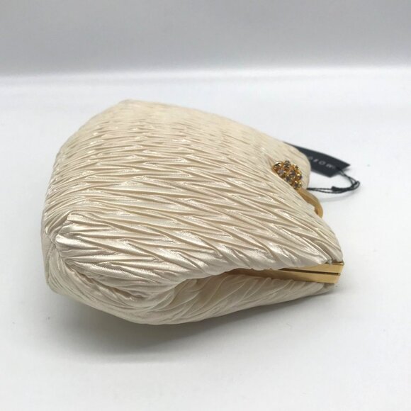 Morgan Taylor Ruched Ivory Satin Evening Crossbody - Picture 4 of 11